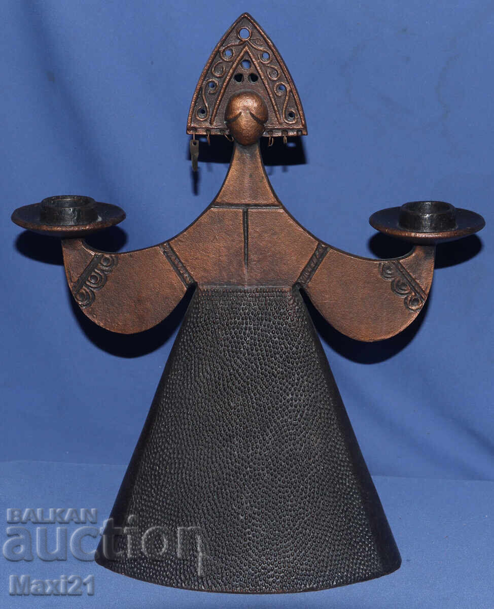 Decorative Russian metal candlestick, woman in traditional costume with price 150.00 BGN | € 76.69