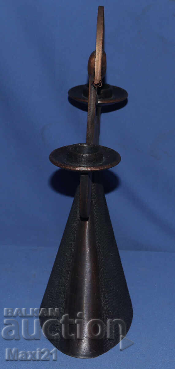 Decorative Russian metal candlestick, woman in traditional costume - 6