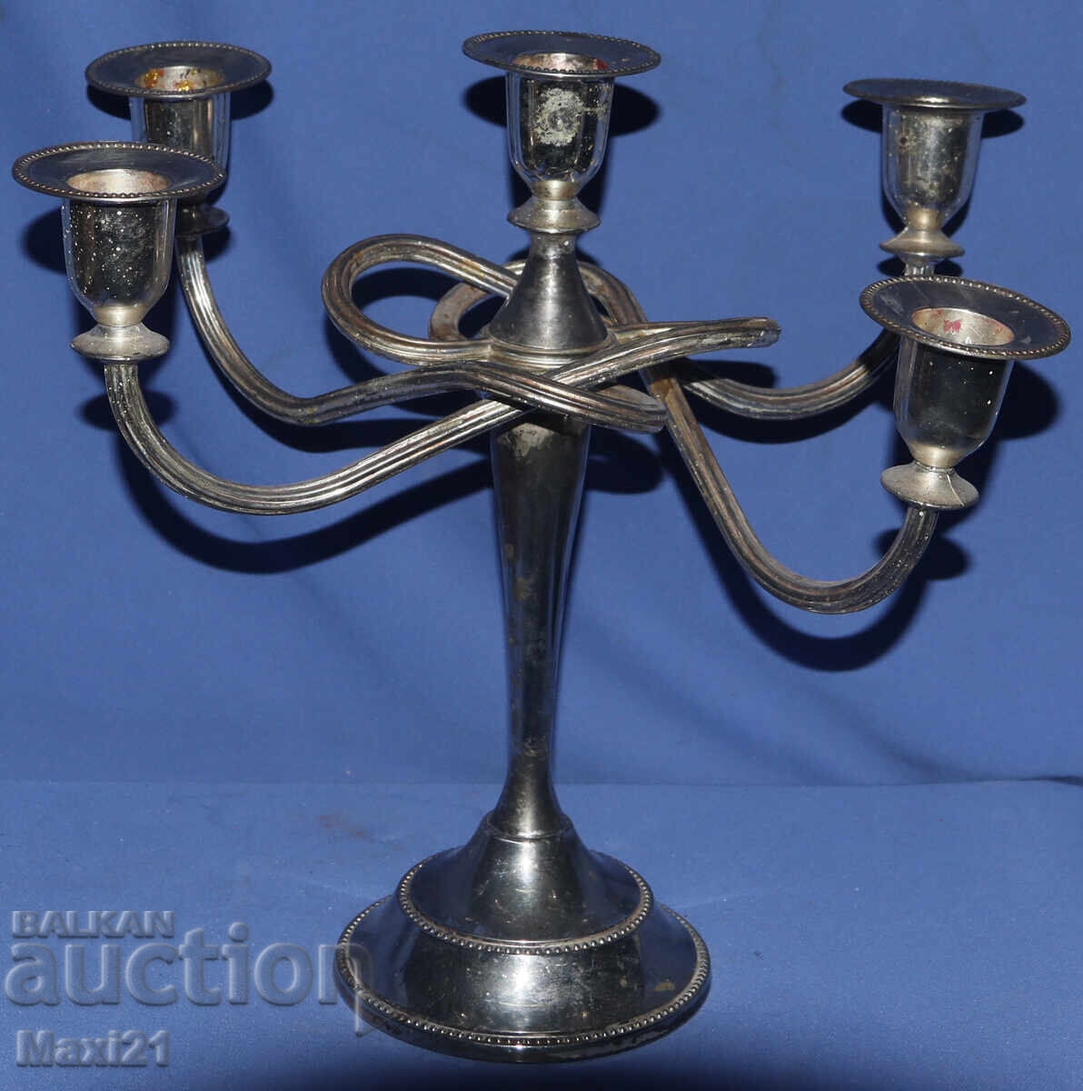 Vintage silver-plated candlestick with price 250.00 BGN | € 127.82