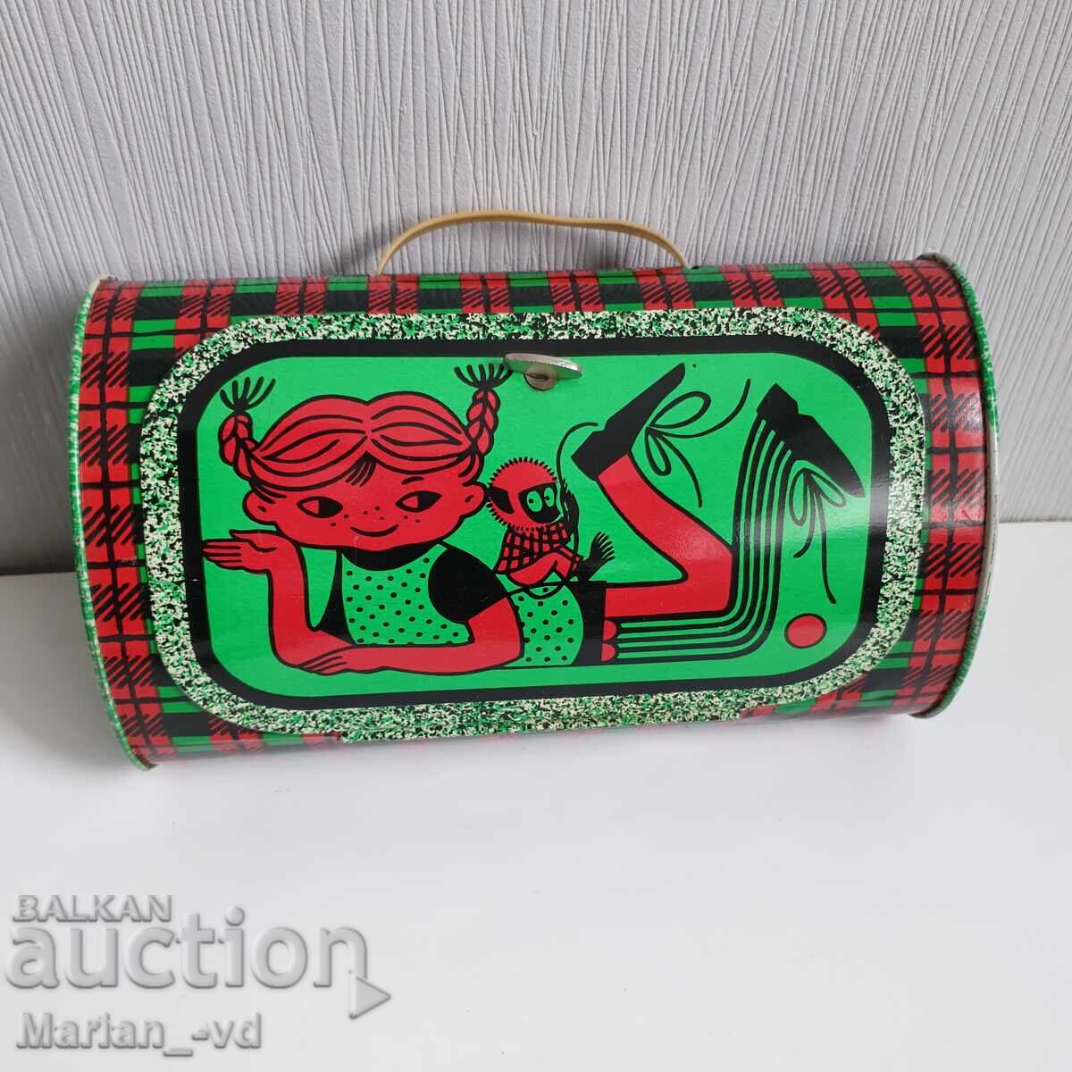 Old metal Russian box Pippi Longstocking