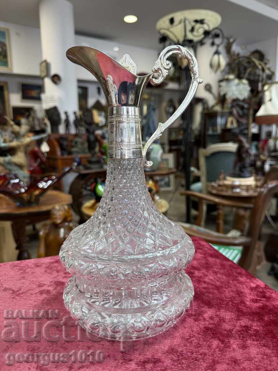 Auction  Glass carafe with metal trim No. 7480