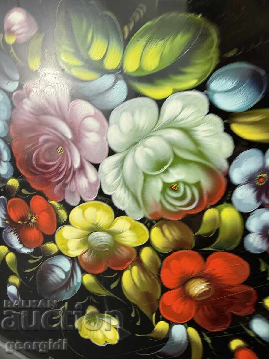 Δημοπρασία Μεγάλος ζωγραφιστός μεταλλικός δίσκος. Νο. 7489