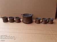 Παλιά χάλκινα σφυρήλατα τηγάνια - 7 τεμάχια, τηγάνι, κανάτι, δοχείο