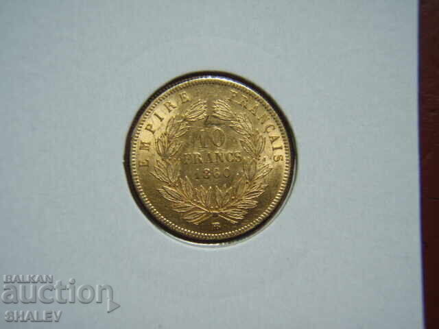 Licitație 10 Franci 1860 BB Franța (10 franka Frantsiya) /2 - AU (zlato)