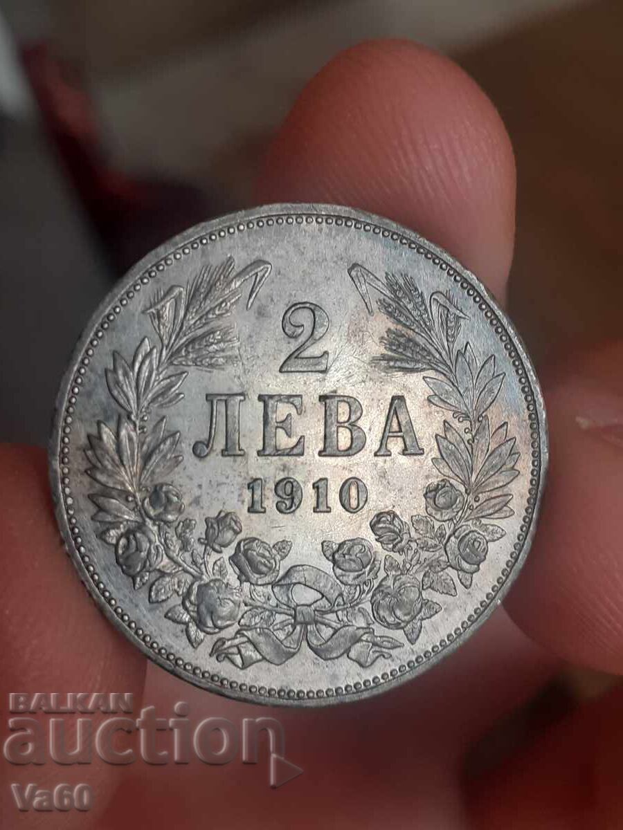 Licitație 2 leva 1910 monedă argint Bulgaria
