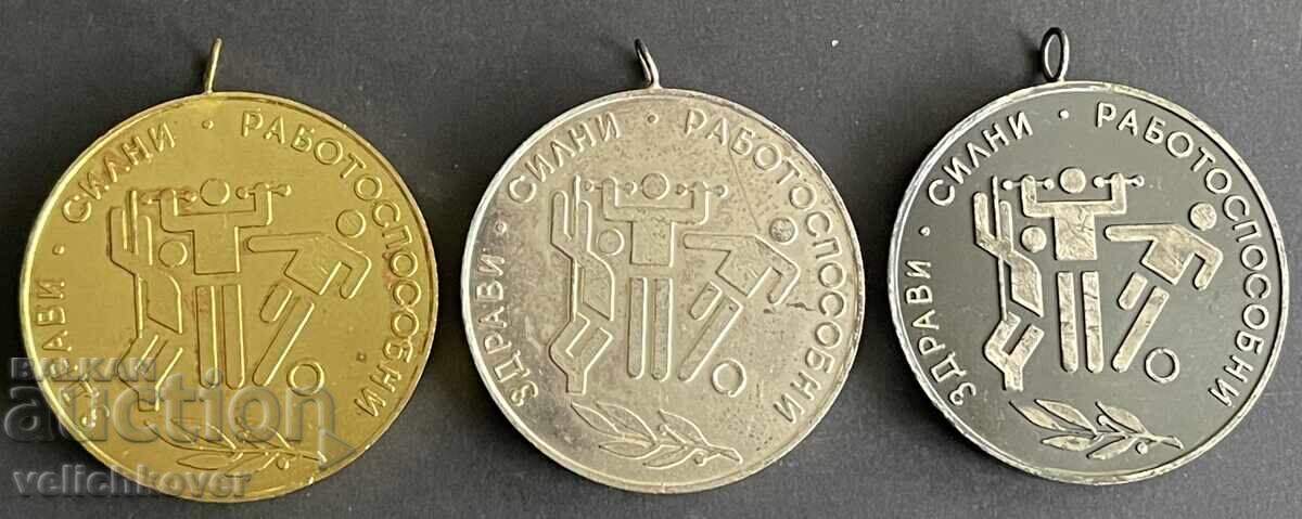 41923 Bulgaria 3 medalii Sănătoși Puternici și Capabili de Muncă Șumen