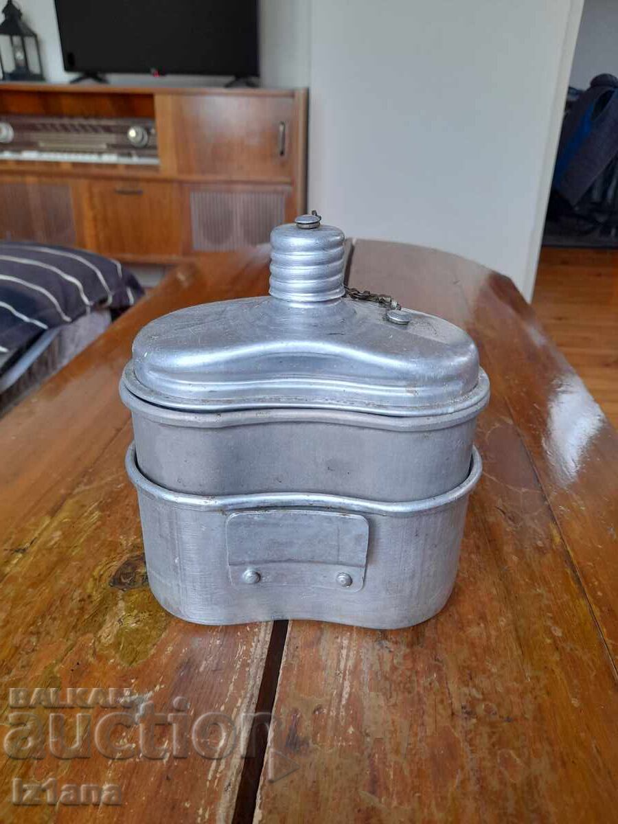 Old military canteen, cans