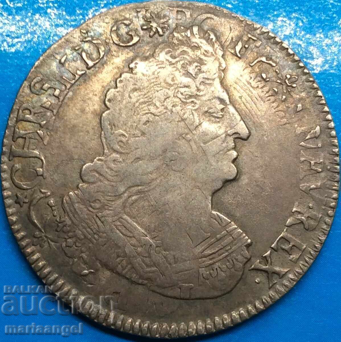 Franța 1/2 Écu 1694 (6994!) B - Rouen Ludovic al XIV-lea argint - 7