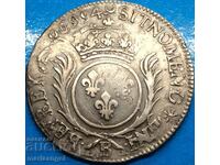 France 1/2 Écu 1694 (6994!) B - Rouen Louis XIV Silver