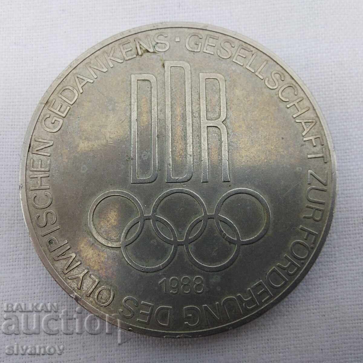 Παράδοση Παλαιό πλακέ μετάλλιο 1988 Ανατολική Γερμανία (ΓΛΔ) Μπομπσλέι #2565