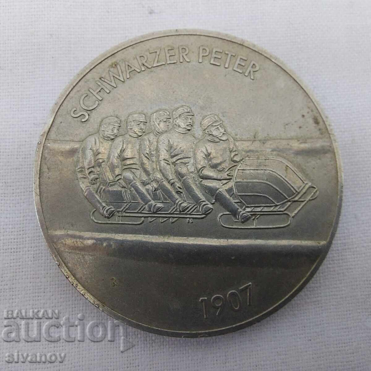 Παλαιό πλακέ μετάλλιο 1988 Ανατολική Γερμανία (ΓΛΔ) Μπομπσλέι #2565 - 5