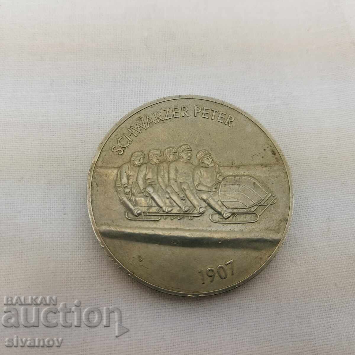 Παλαιό πλακέ μετάλλιο 1988 Ανατολική Γερμανία (ΓΛΔ) Μπομπσλέι #2565