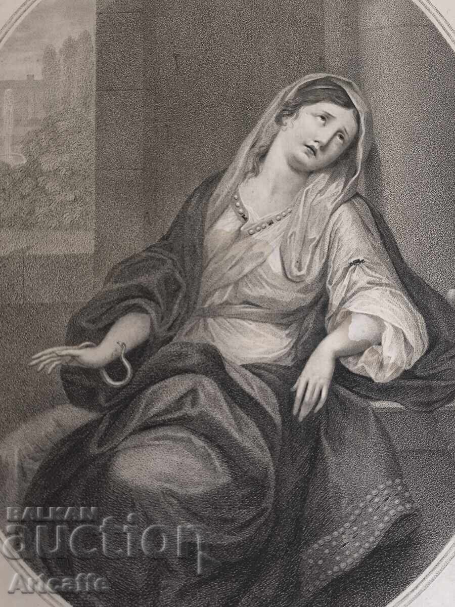 Gravură antică – Sinuciderea Cleopatrei - 7