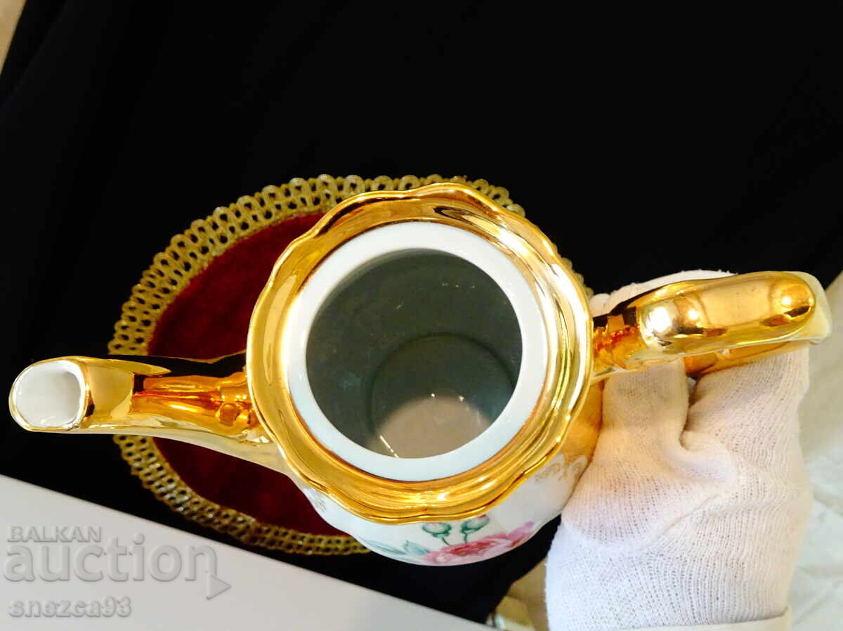 Bavarian porcelain, pure gold, rose, baroque - 6