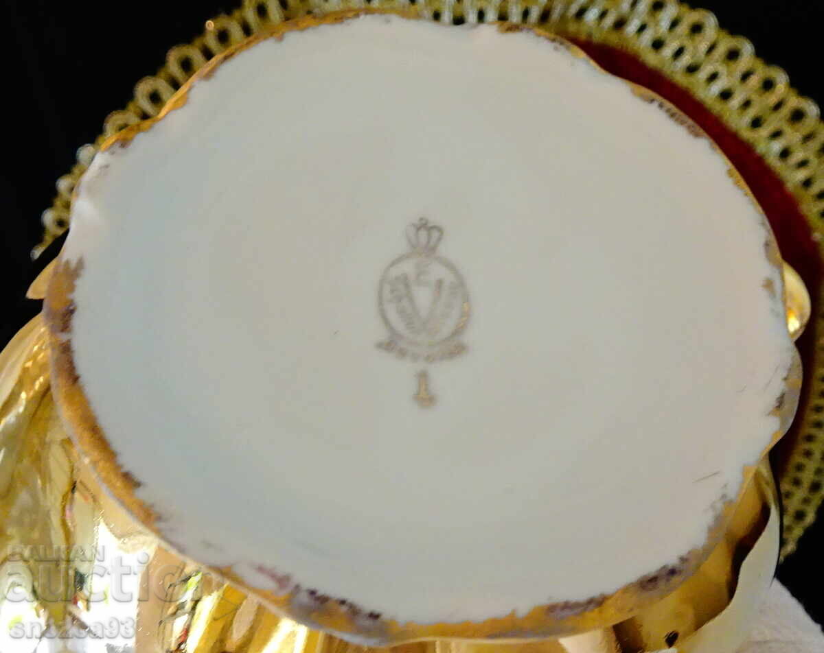 Bavarian porcelain, pure gold, rose, baroque - 7