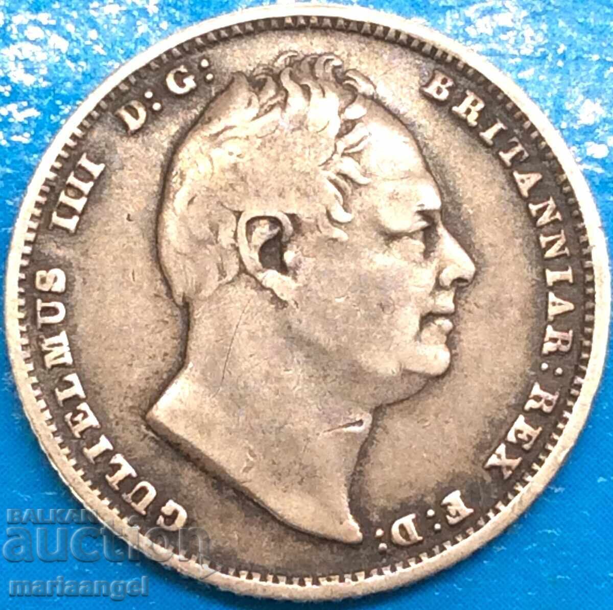 Auction  Great Britain 6 pence 1837 William IV silver