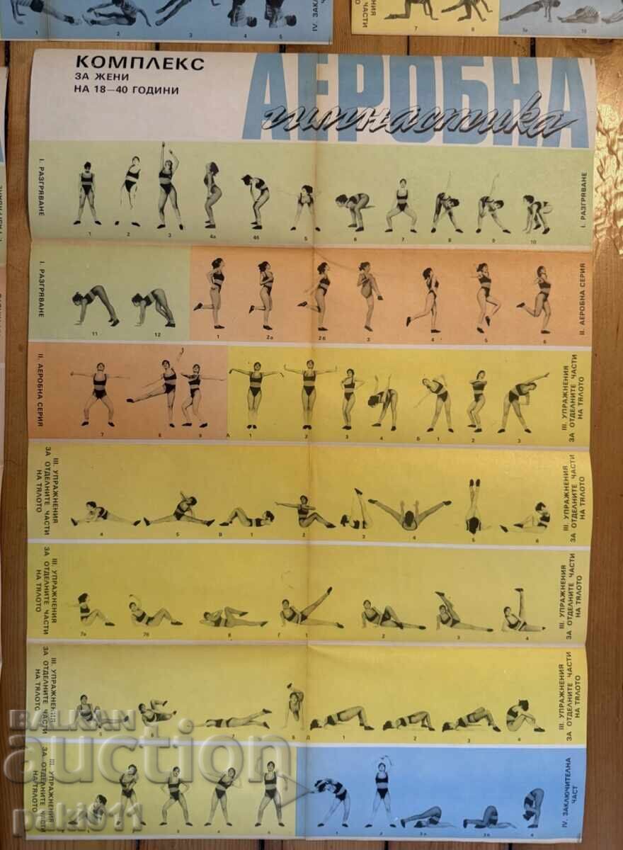 Licitație 5 afișe aerobică din perioada socialistă, 1980, fitness