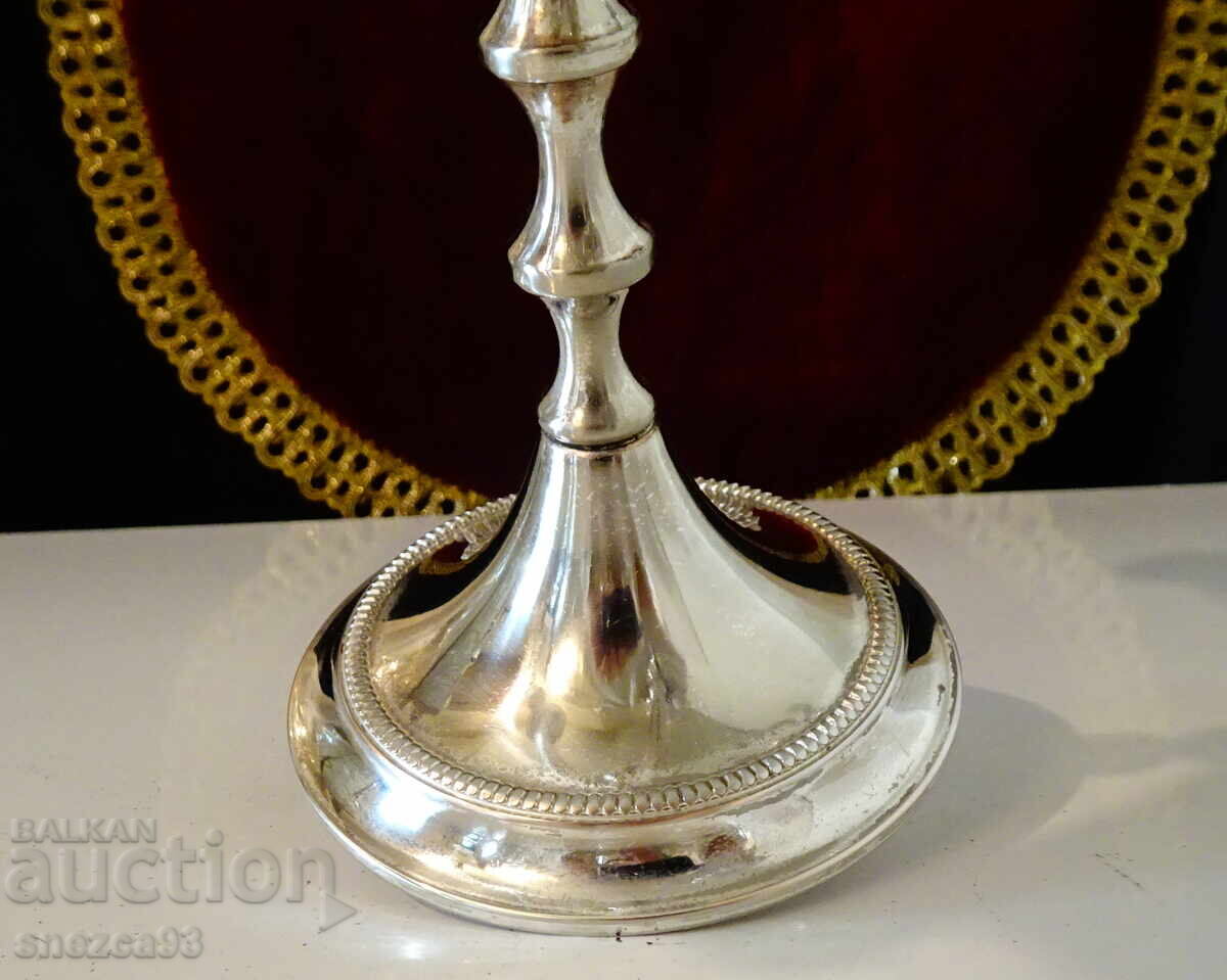 Silver-plated candlestick, five-arm, pure copper, 21 cm with price 99.00 BGN | € 50.62