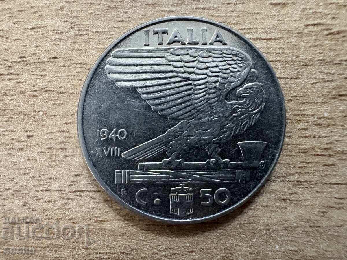 Ιταλία - 50 λεπτά (1940) - μη μαγνητικό Ιταλία - 50 λεπτά (1940) - μη μαγνητικό
