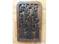 Old African wood carving panel