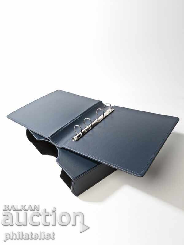 Folder with cassette LUX, eco-leather - OPTIMA standard, blue color - 5