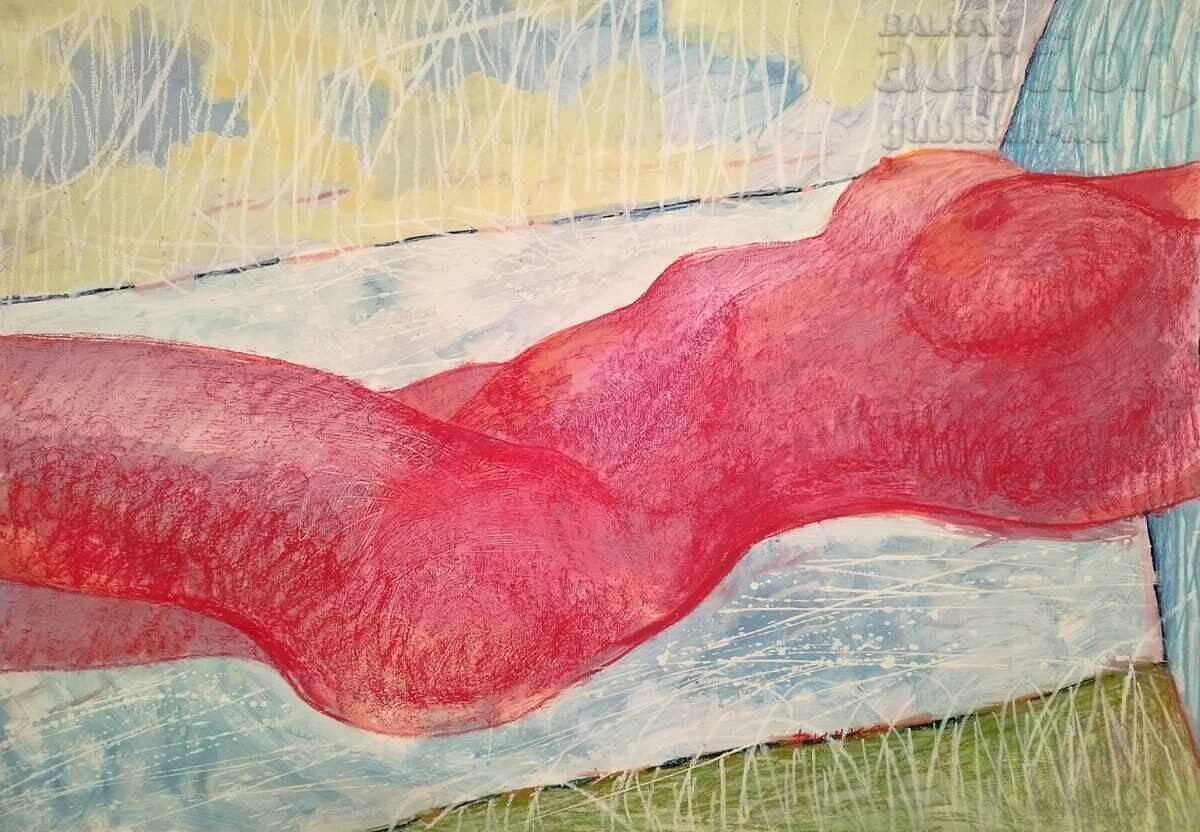 Painting, nude, signed "Dinka", 1990s.