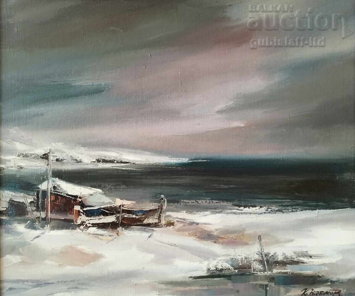 Kartina "Zima kraĭ moreto", khud. K. Tabakov, 1990-te g με τιμή 1200.00 BGN | € 613.55