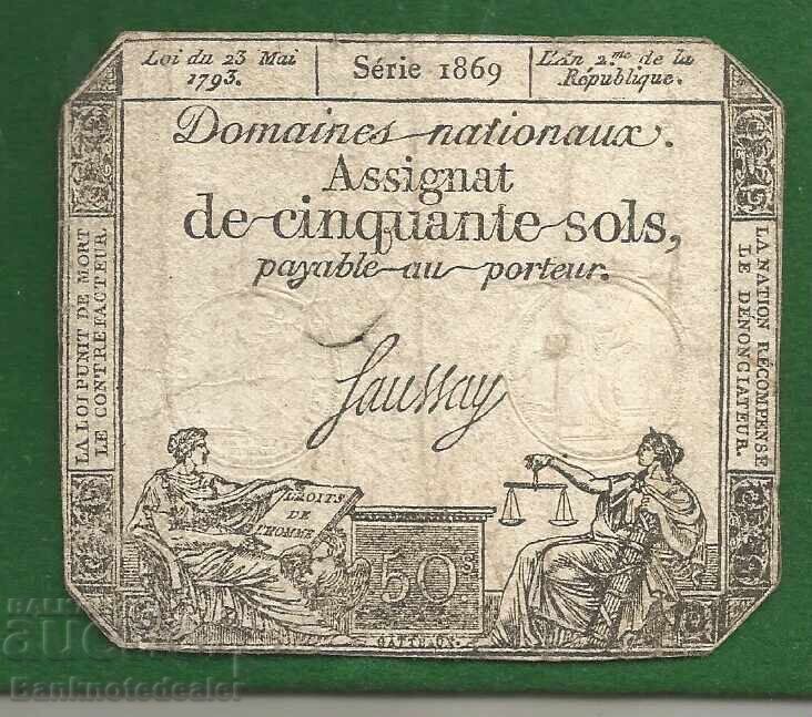 Γαλλική Επανάσταση Γαλλία Assignat 50 Sols 1793 Ref 1869