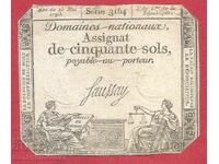 French Revolution France Assignat 50 Sols 1793 Ref 3164