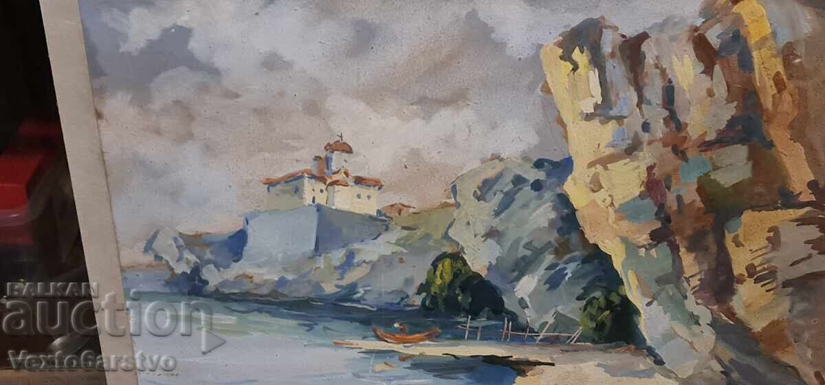 Licitație Tablou-ACVAREL-LACUL OHRID-ART.-,,VLADIMIR RILSKI