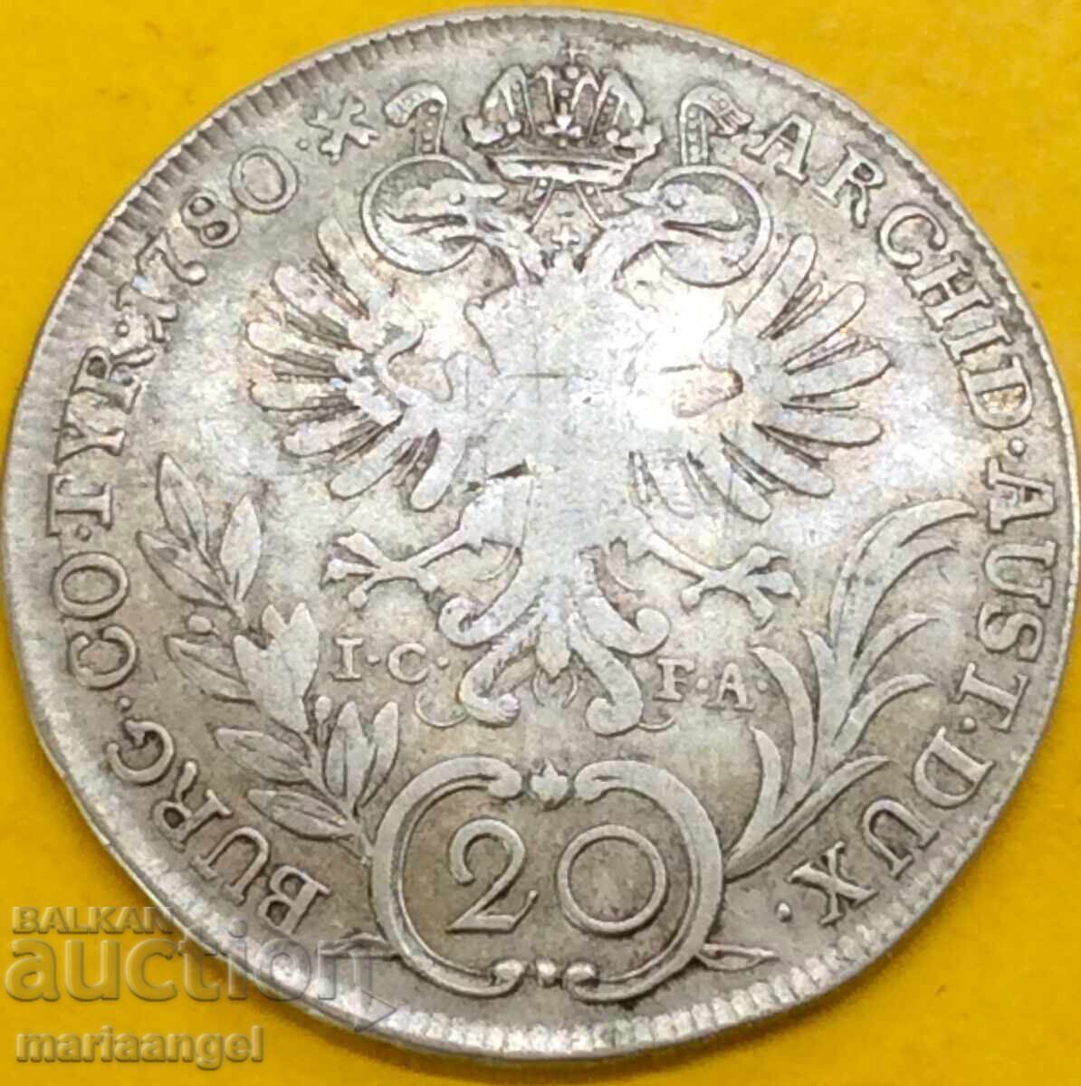 20 Kreuzer 1780 Austria for Poland I.C.F.A - Galicia RARE