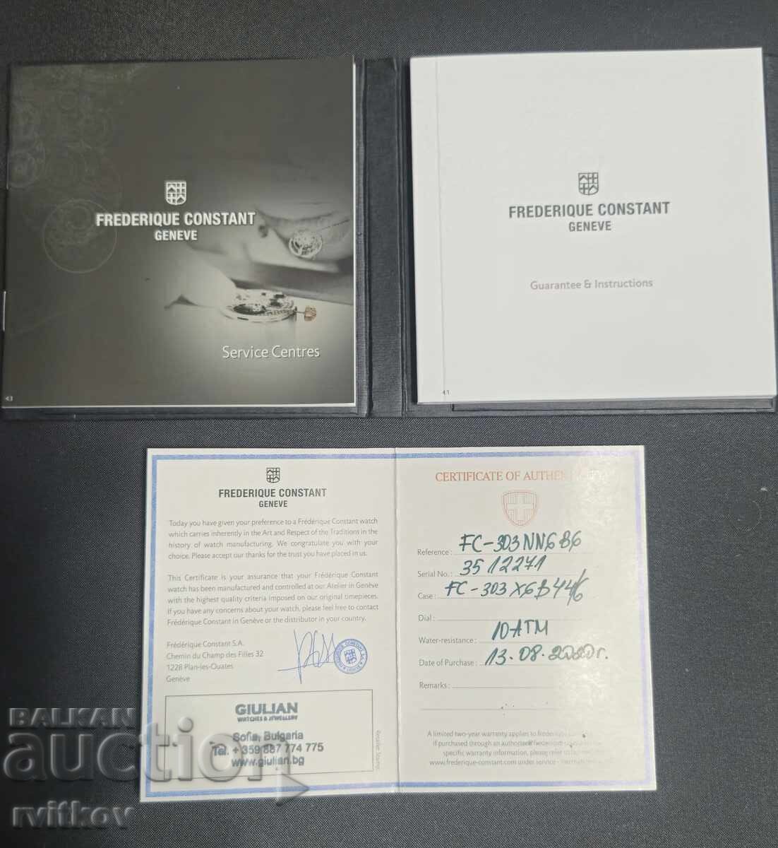Delivery of Frederique Constant with Certificate of Origin