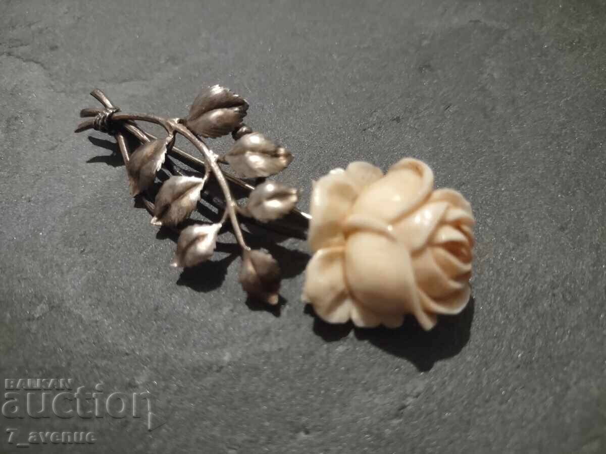 Аукцион Брошка сребро и сл.кост, ръчна изработка 16.10.25