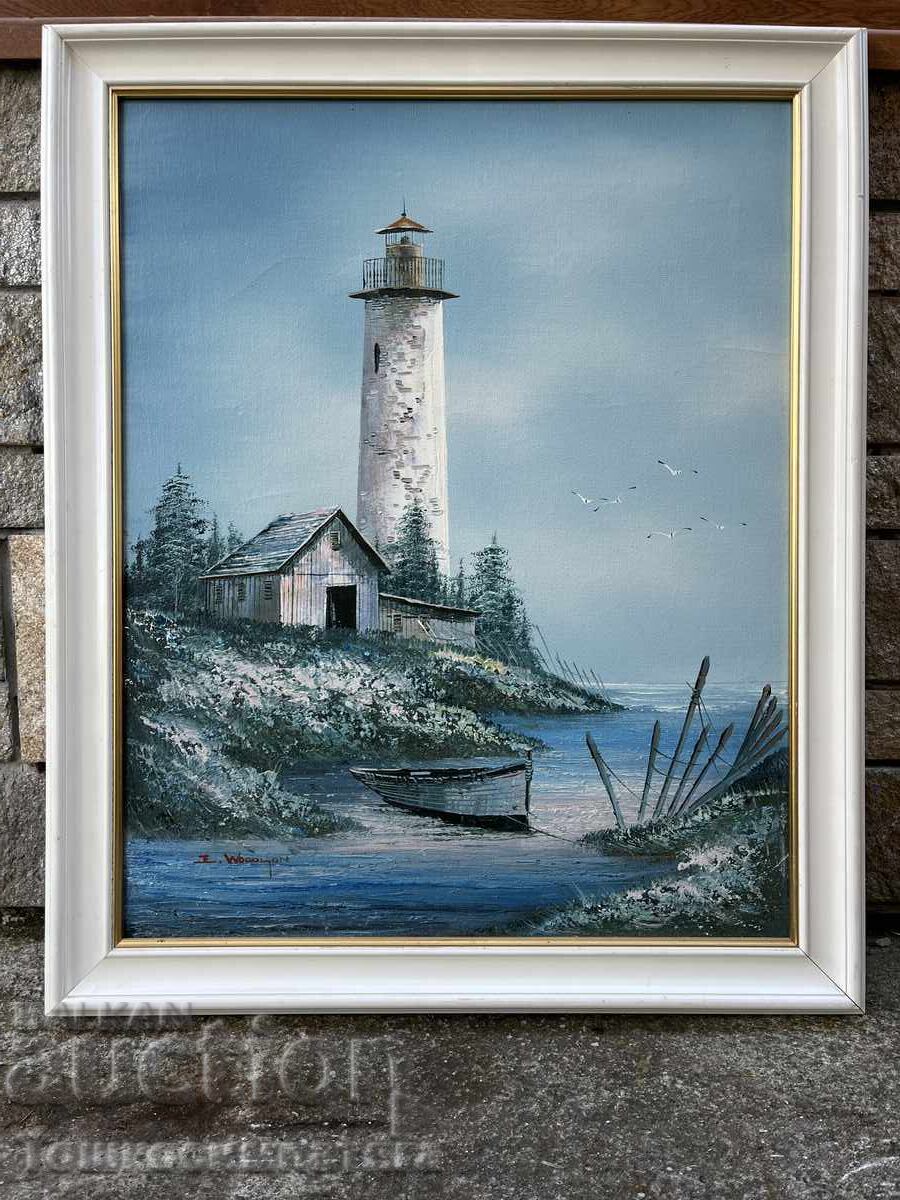 Tablou frumos cu far de mare