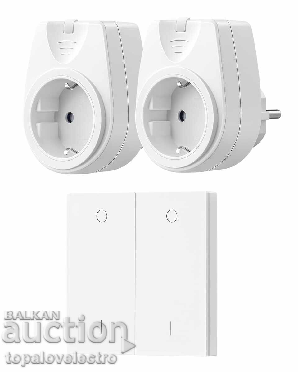 NEW! 2 pcs Wireless Socket with Remote Control 16A / 3500W, 30 m