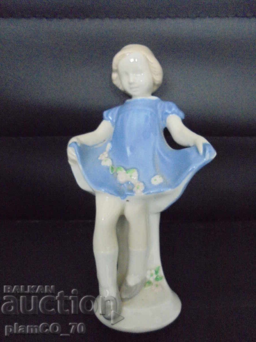 №8319 Old porcelain figurine "Little girl with a dress" №8319 Old porcelain figurine "Little girl with a dress"