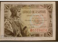 Spain, Spain 1 Peseta 1943, XF