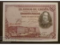 Spania, Spania 50 pesetas 1928, UNC