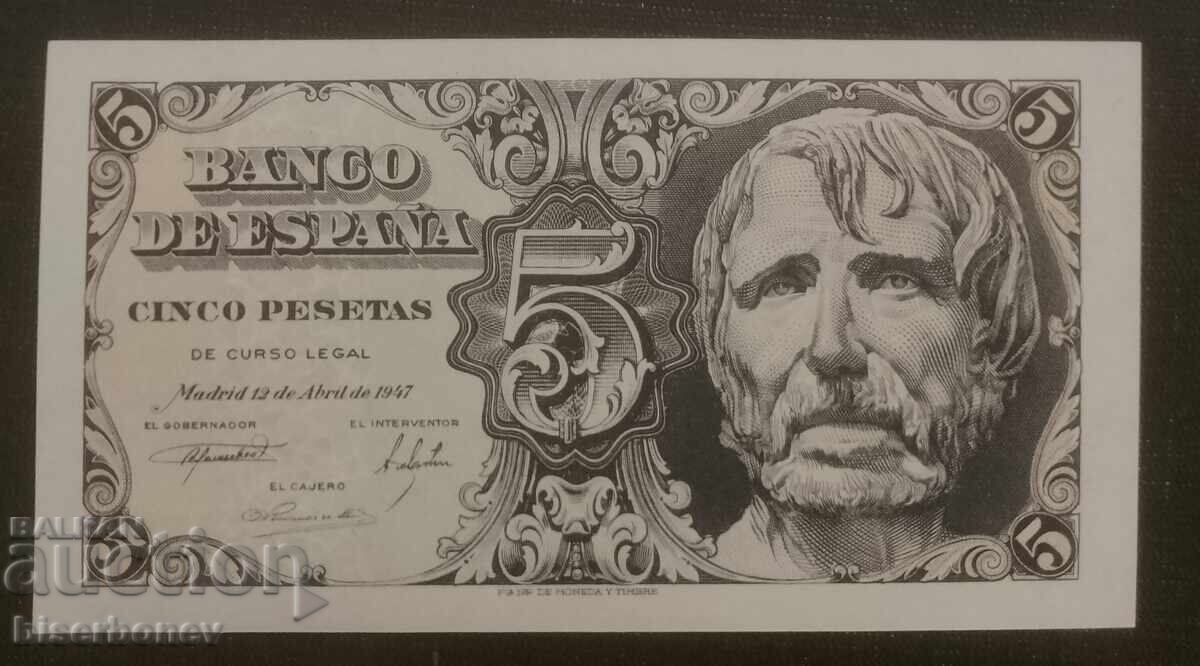 Ισπανία, Ισπανία 5 πεσέτες 1947, UNC
