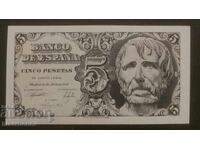 Spania, 5 pesetas 1947, UNC