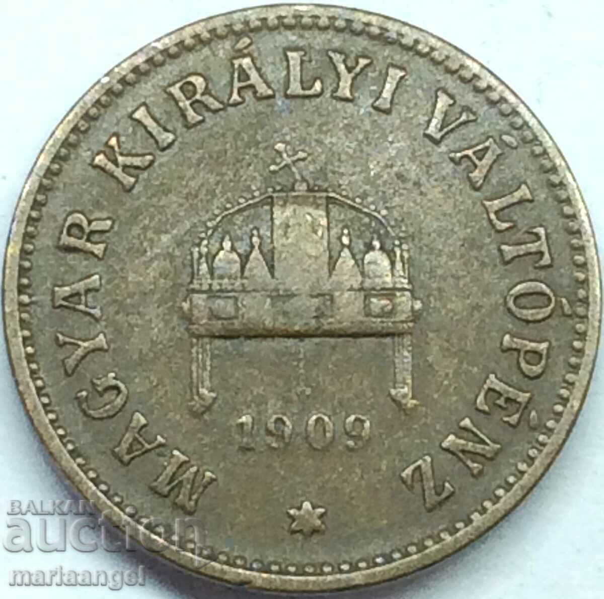 Hungary 2 fillers 1909 χάλκινο με τιμή 7.00 BGN | € 3.58