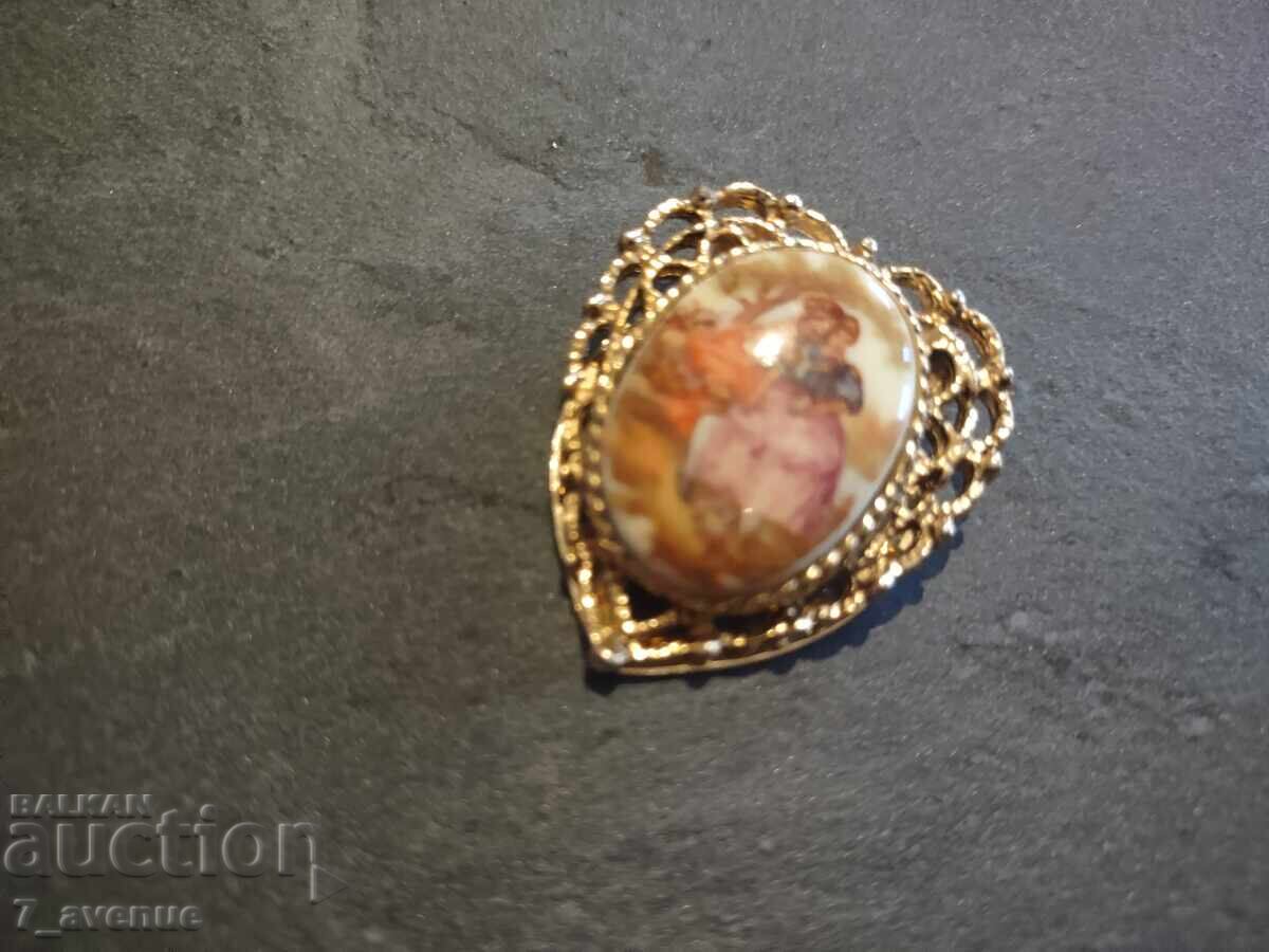 Brooch clip for scarf, love scene, meeting 17.10.25