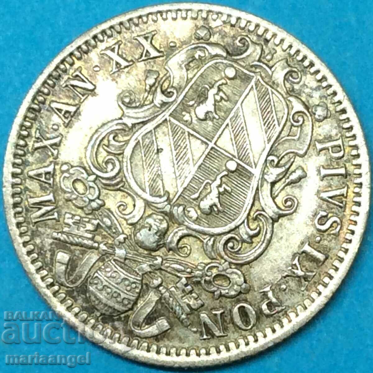 Παράδοση 10 Baiochi 1865 Βατικανό R - Πάπας Πίος Θ' Βαθιά πατίνα