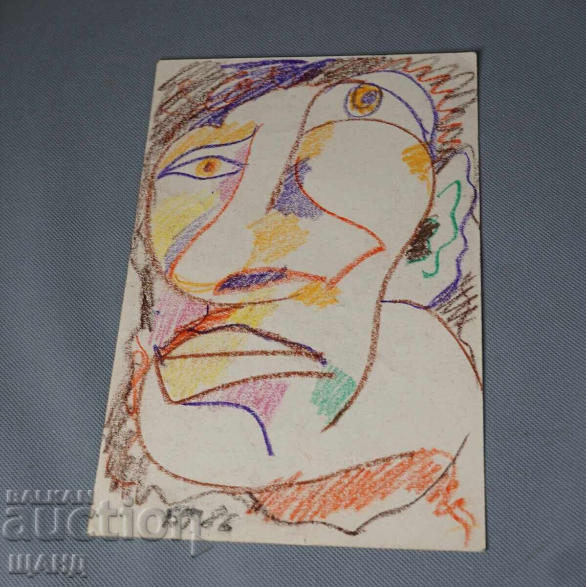 Παλιά Μαετρική ζωγραφική πορτρέτο προσώπου υπογεγραμμένη BT Παλιά Μαετρική ζωγραφική πορτρέτο προσώπου υπογεγραμμένη BT