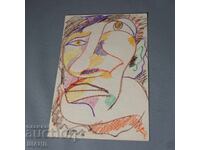 Παλιά Μαετρική ζωγραφική πορτρέτο προσώπου υπογεγραμμένη BT