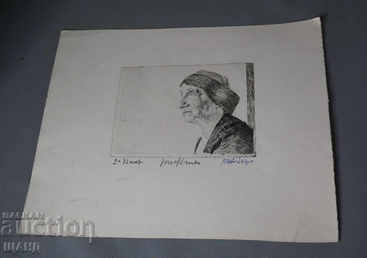 Παλιά Μαεστρική Σχέδιο με μελάνι, πορτρέτο γυναίκας, υπογεγραμμένο με τιμή 10.15 BGN | € 5.19