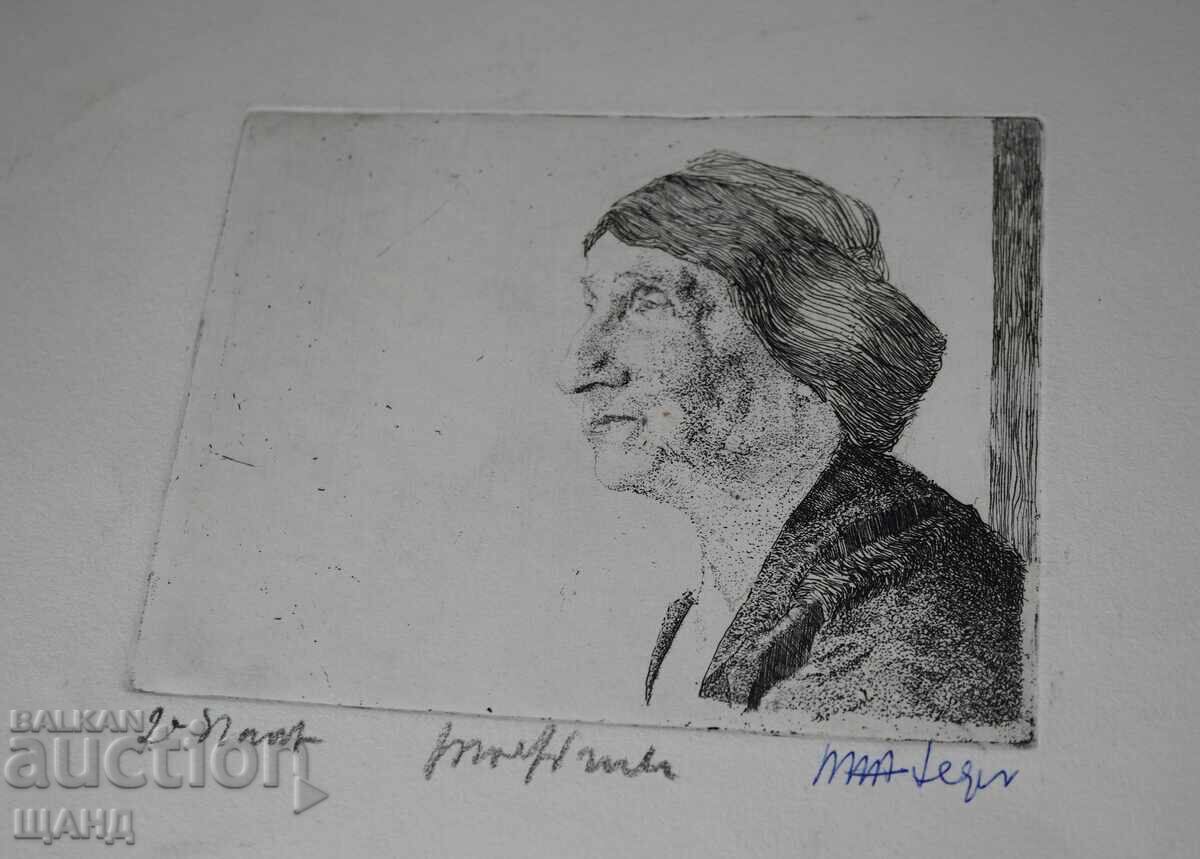 Παλιά Μαεστρική Σχέδιο με μελάνι, πορτρέτο γυναίκας, υπογεγραμμένο