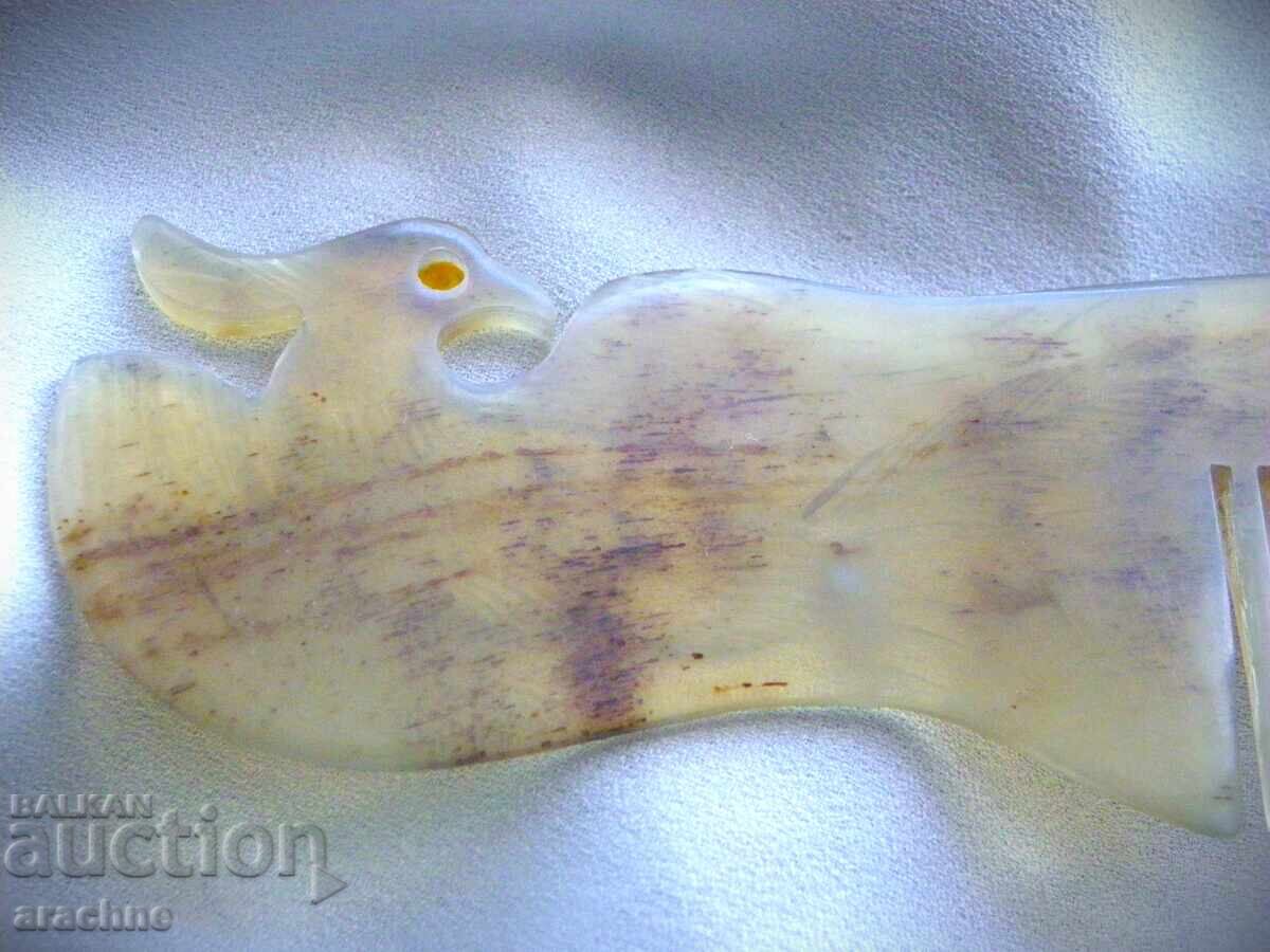 Ασιατικό χτένι από κέρατο βουβαλιού με πουλί Φοίνικα - 5