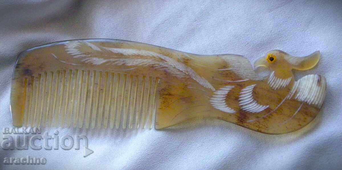 Ασιατικό χτένι από κέρατο βουβαλιού με πουλί Φοίνικα