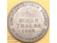 1/6 Thaler 1842 Germany Hessian Silver